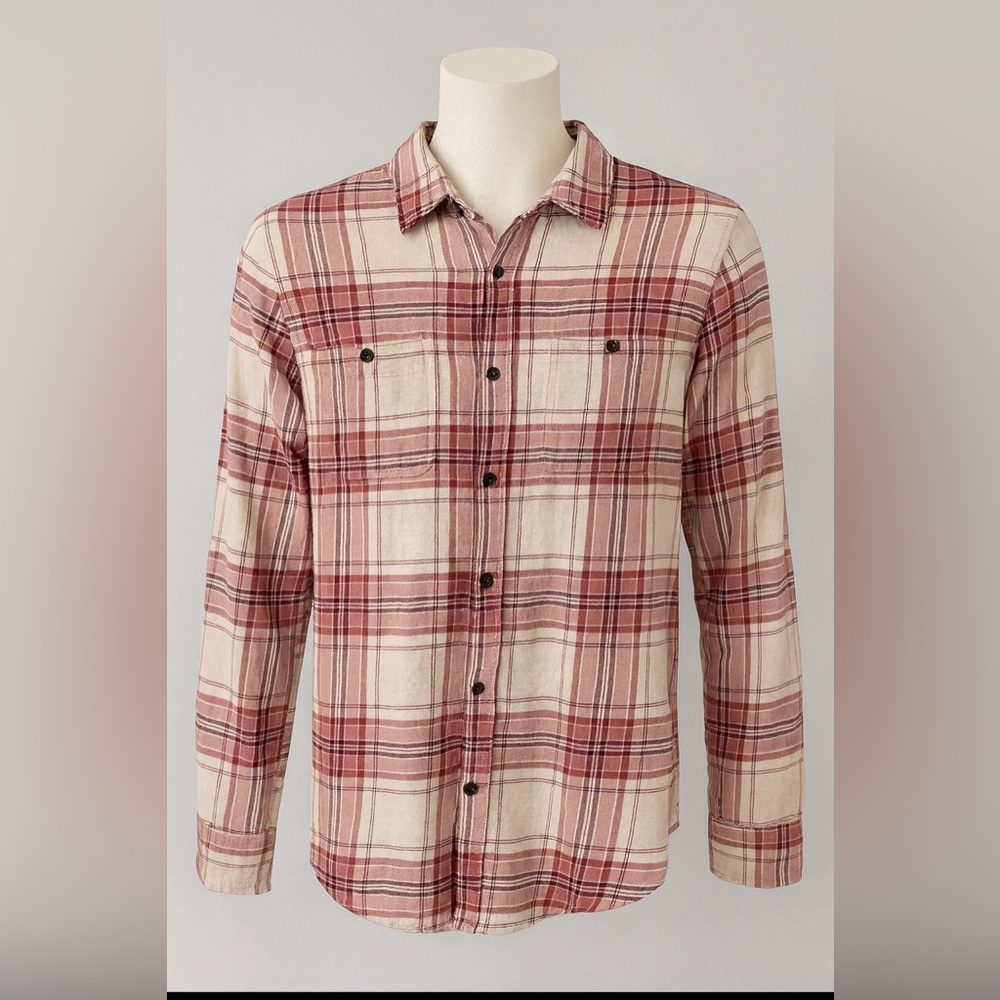 Plaid Button Down Shirt - Red and Cream